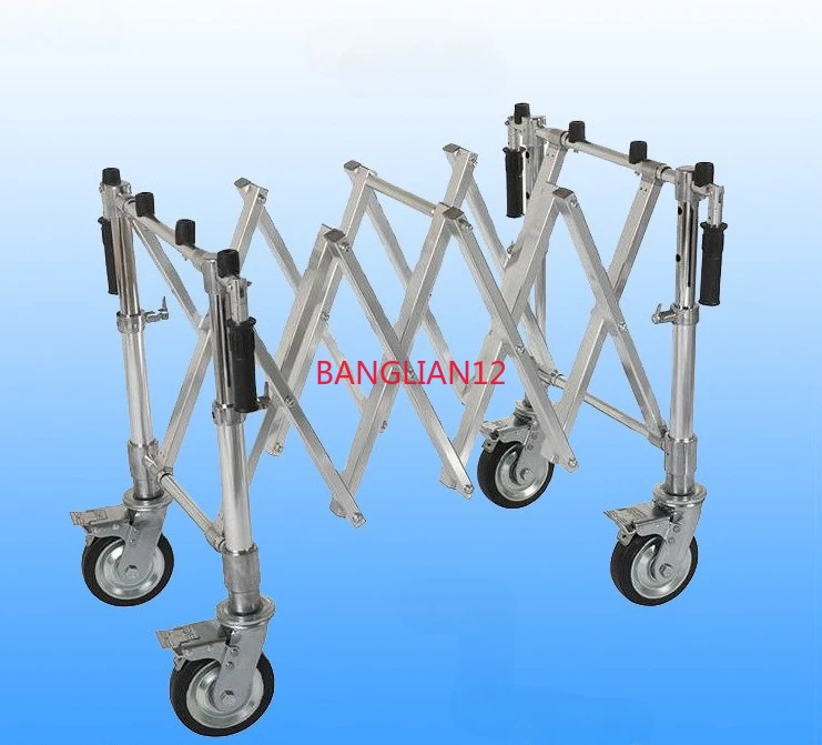 New upgraded aluminum alloy multi-gear telescopic adjustment coffin cart bracket 450kg load-bearing with locking casters