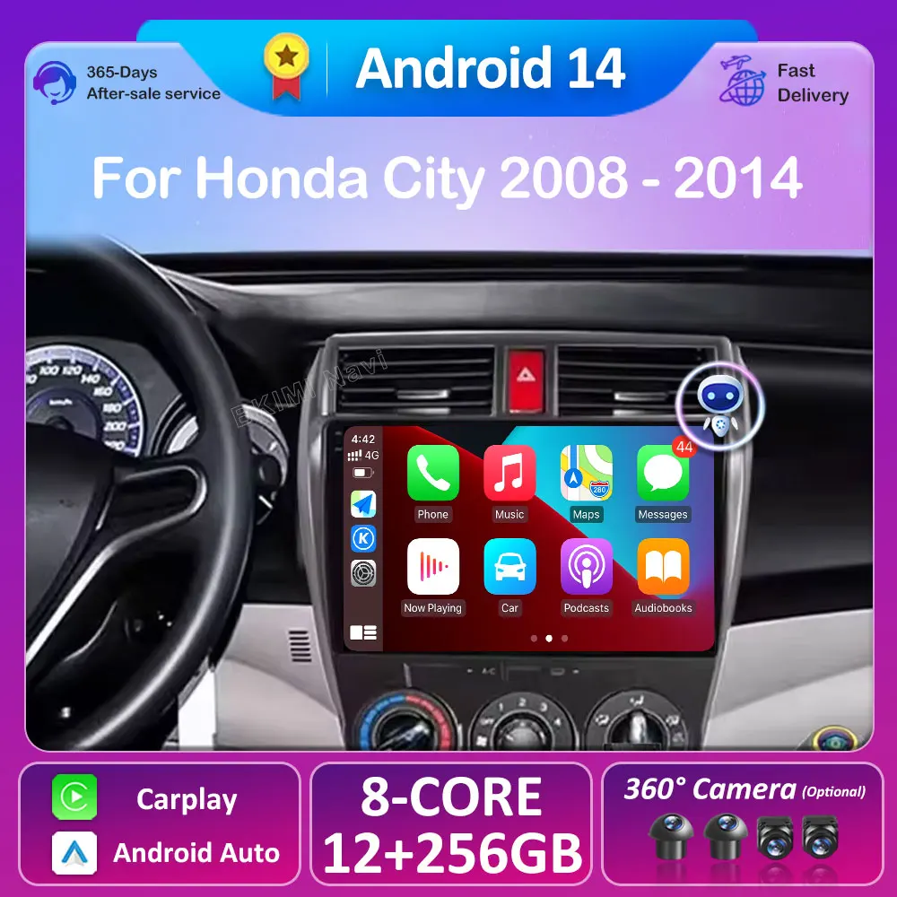 

Android 14 Car Multimedia Video Radio Player For Honda City 2008 2009 2010 2011 - 2014 Wireless Carplay Autoradio Bluetooth WIFI
