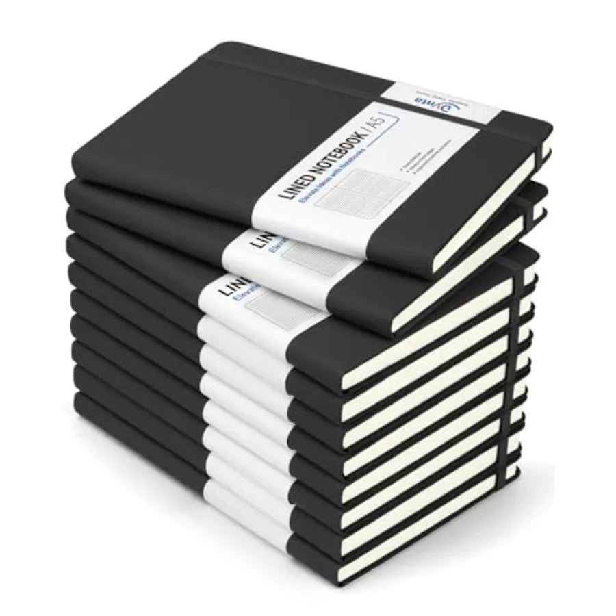 

Hardcover Journal Notebooks 10 Packs A5 Lined Journals Bulk for Writing 200 Pages/100Sheets 8.4 x 5.8 inch Classic Ruled Notebo