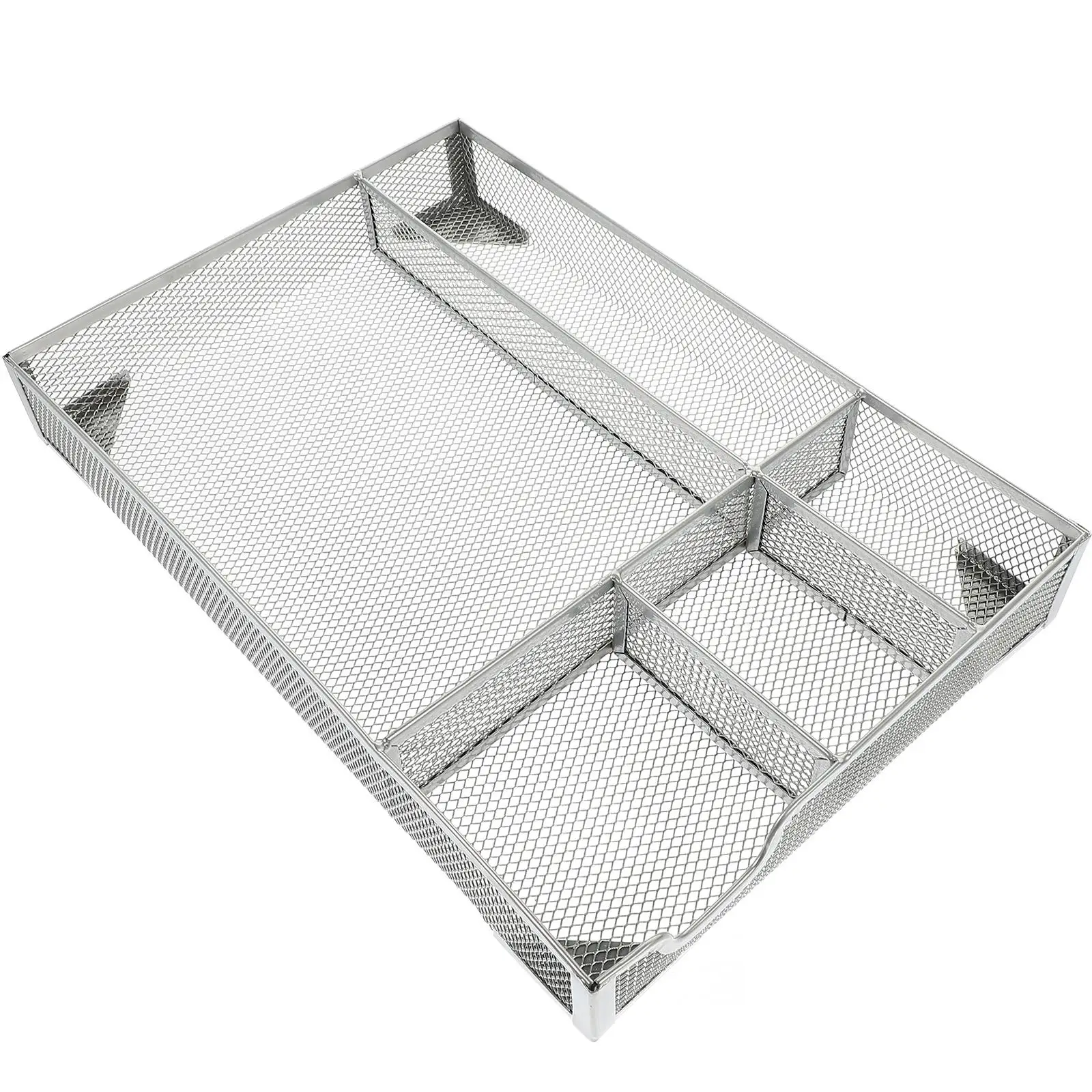 

Metal Desk Storage Box Silver Multi Compartment Drawer Magazine Metal Magazine Holder Holder File Basket Office Supplies