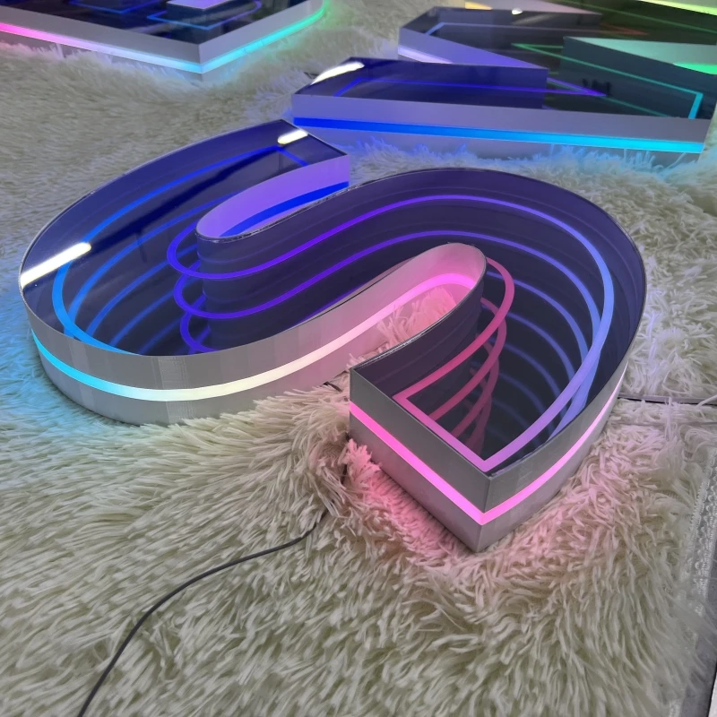 ネオン3DカスタムRGBエフェクトパネルLED無限鏡文字マジ - Neon Sign Led Custom のレビューと価格