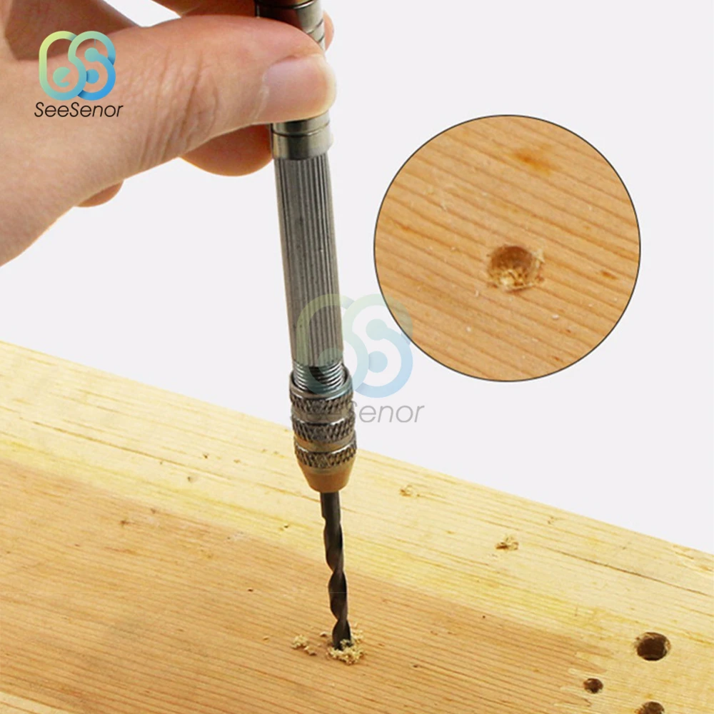 มินิมือเจาะสว่านกับ Keyless Chuck Rotary เครื่องมือเจาะไม้ HSS Twist เจาะบิตชุด0.5-3.0Mm เจาะเหล็กความเร็วสูง