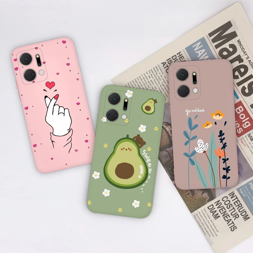 For Honor X7A X8A Cases Soft Silicone Cute Fashion Heart Avocado Back Cover Phone Cases For Honor X 7A X 8 A Bumper Fundas Coque