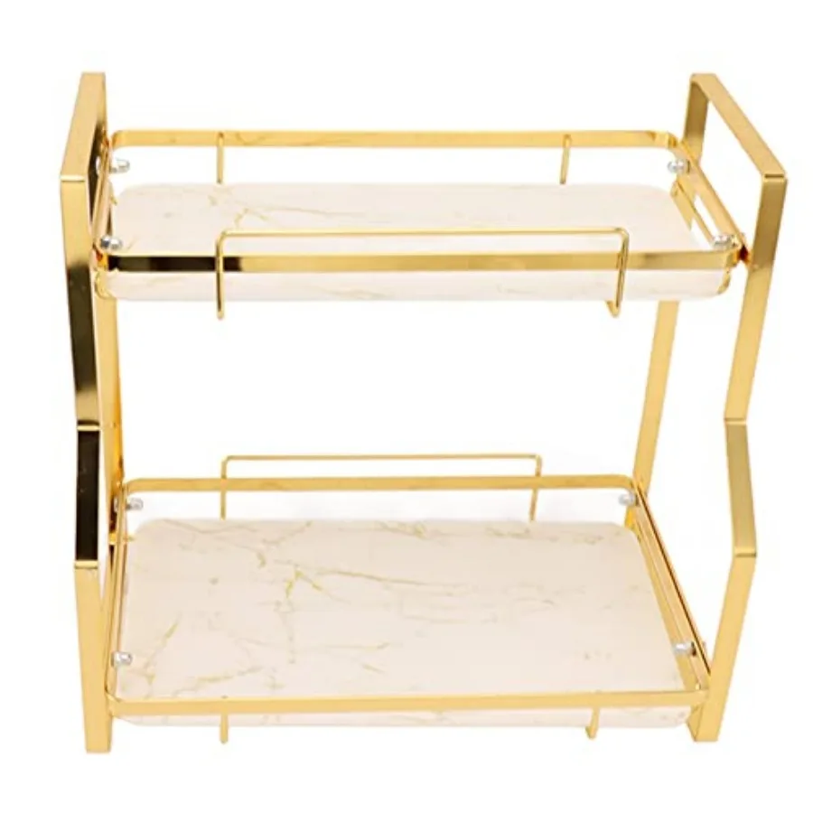 

Makeup Organizer Wall Mounted Organizer Bathroom Storage Shelf Corner Holder for Living Room Bedroom Kitchen 2 Tiers