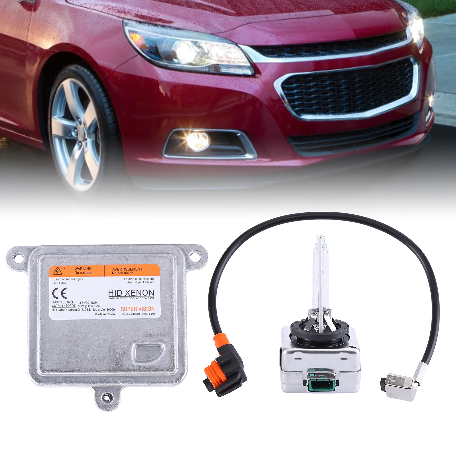 

Xenon Ballast Control Unit +HID Bulb Wire Kit Compatible for Chevy Blazer Impala Malibu Suburban Tahoe