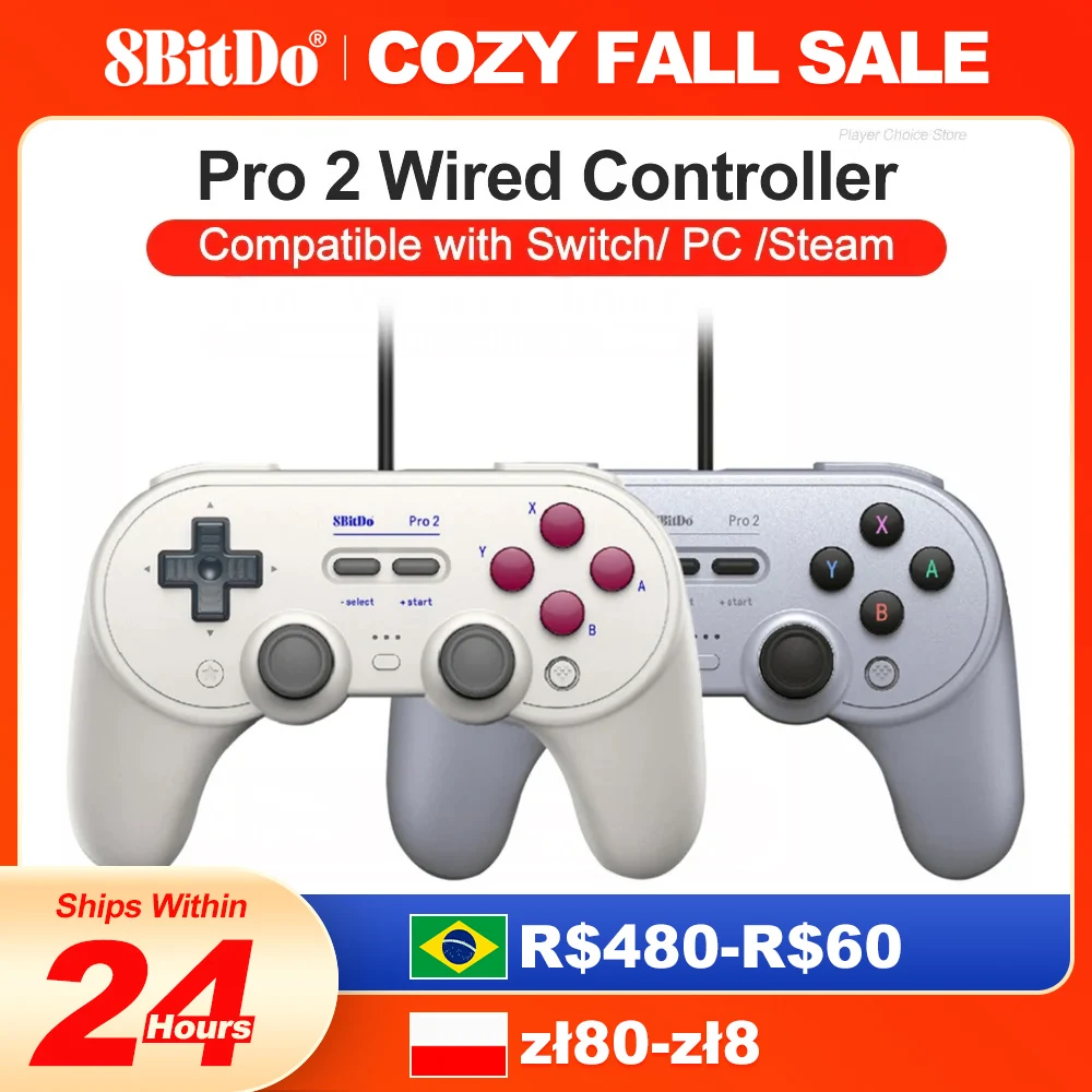 8BitDo Pro 2 Wired Gamepad für Nintendo Switch PC Gamepad RetroPie Raspberry Pi Ultimate Software Einstellbare Haartrigger