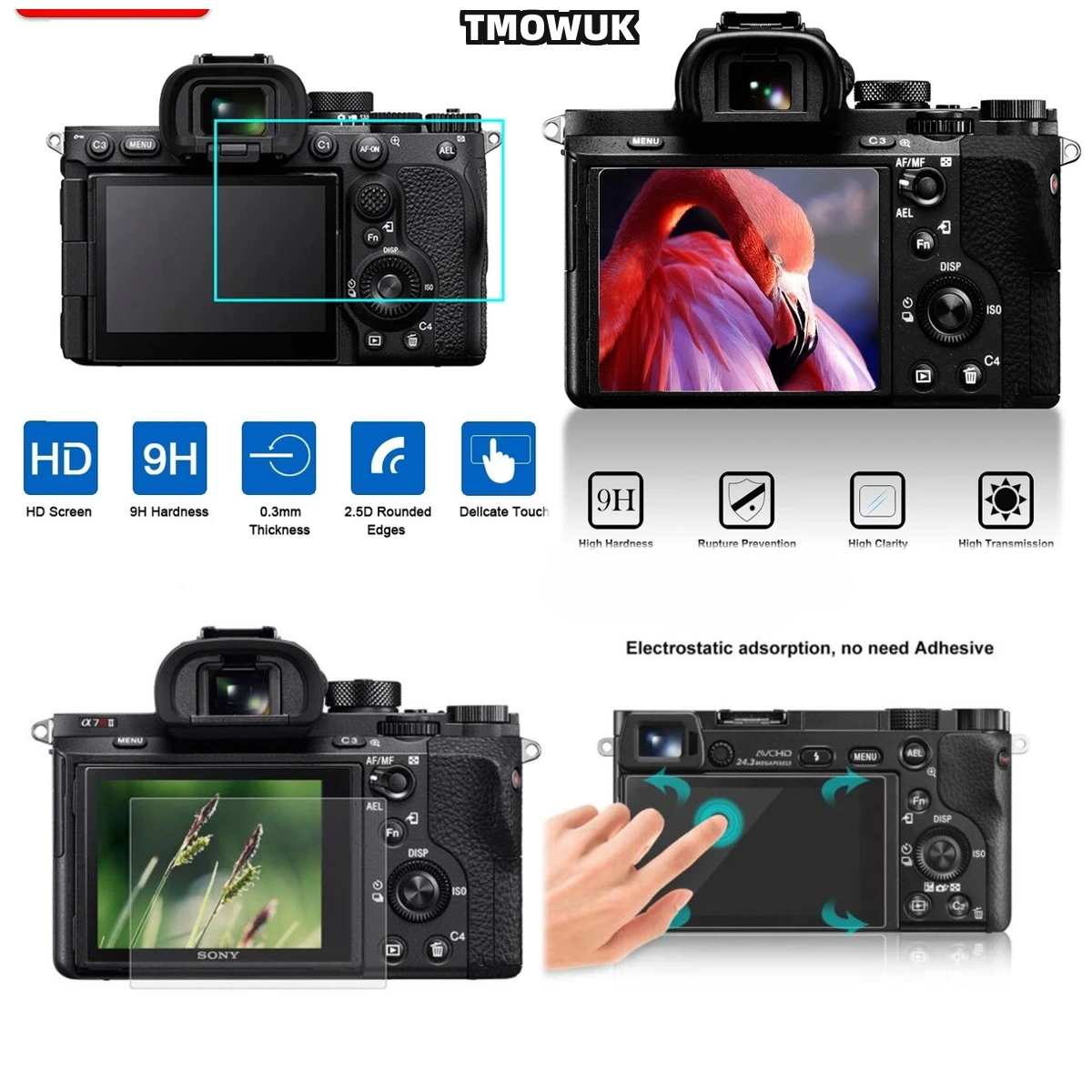 

For A7RII A7RIII A7R4 A7R4A A7SMII A7RMII A7MII A7MIII 9H Tempered Glass LCD Film Scratch-Proof HD Clear