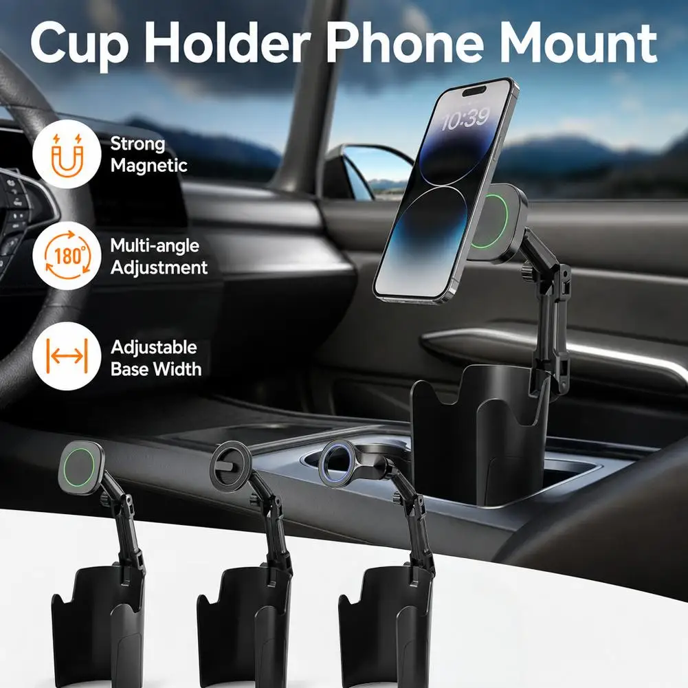 Magnetic Car Cup Holder Phone Mount Universal Adjustable 180 Rotation Stand Cradle Bracket For iPhone Samsung