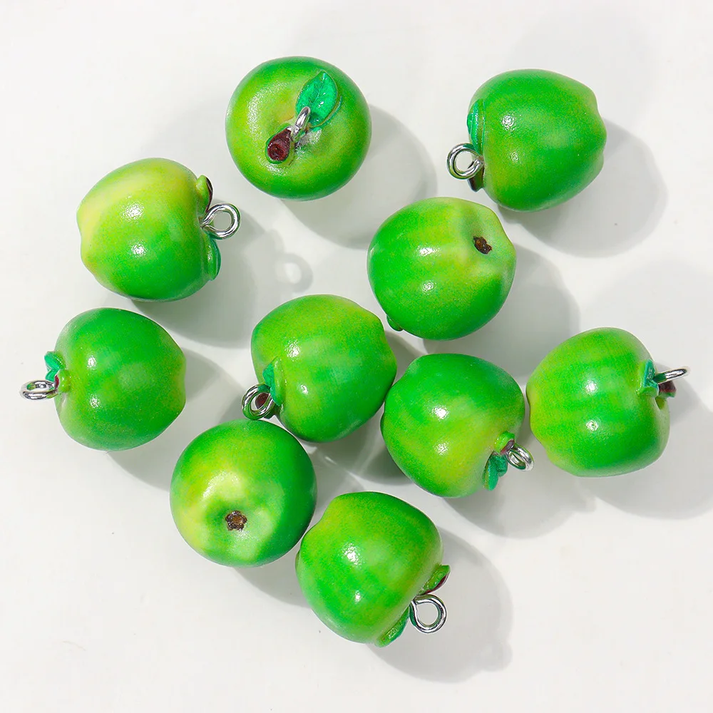 10 Stück Simulierte Apfel-Harz-Anhänger, dreidimensionale Fruchtanhänger für DIY-Ohrringe, Halsketten, Schmuck und Schlüsselanhänger-Zubehör – Detail 3