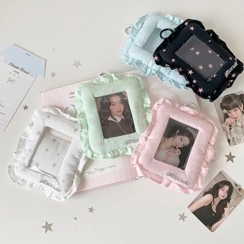 3 Zoll Kpop Fotokartenhalter Schlüsselanhänger INS Mode Niedlicher Star Stoff Puffy Idol Fotoaufbewahrung Anhänger für Fans – Detail 1