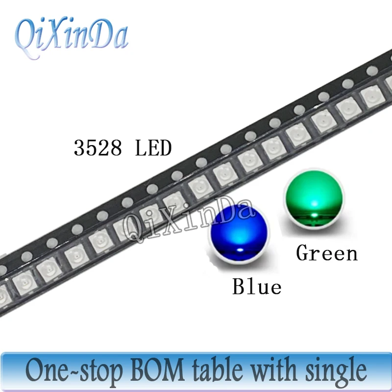 100pcs 1210 3528 SMD LED White Red Blue Yellow Green Orange Warm White Pink Purple Light Emitting Diode