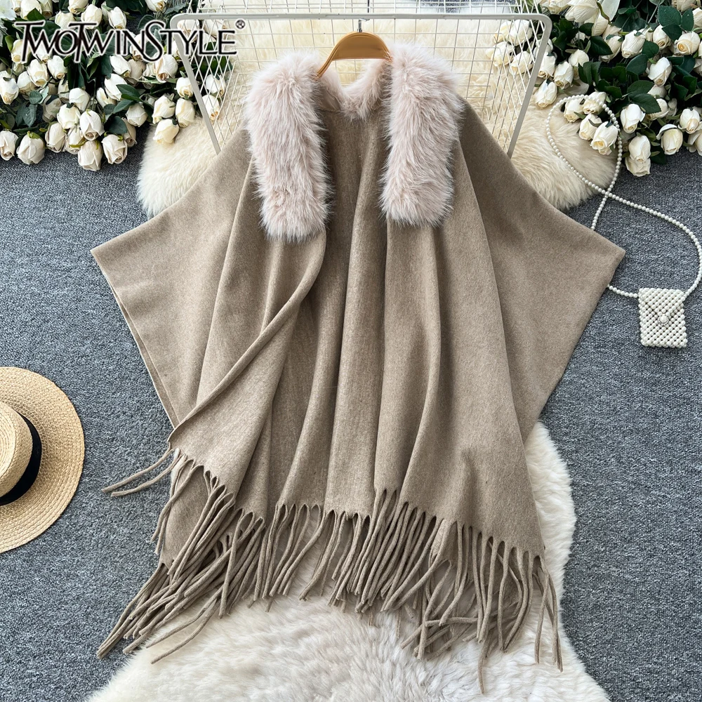 

TWOTWINSTYLE Lazy Style Solid Irregular Tassel Jackets For Women V Neck Long Sleeve Autumn Casual Jacket Female New KJA552970