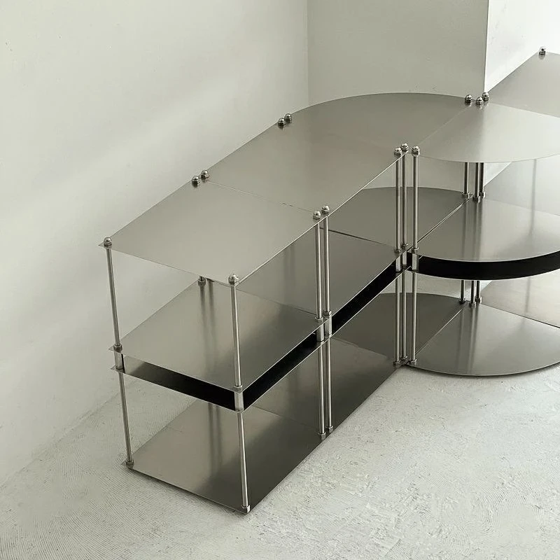 Stainless steel optical axis module rack, living room floor storage rack edge rack