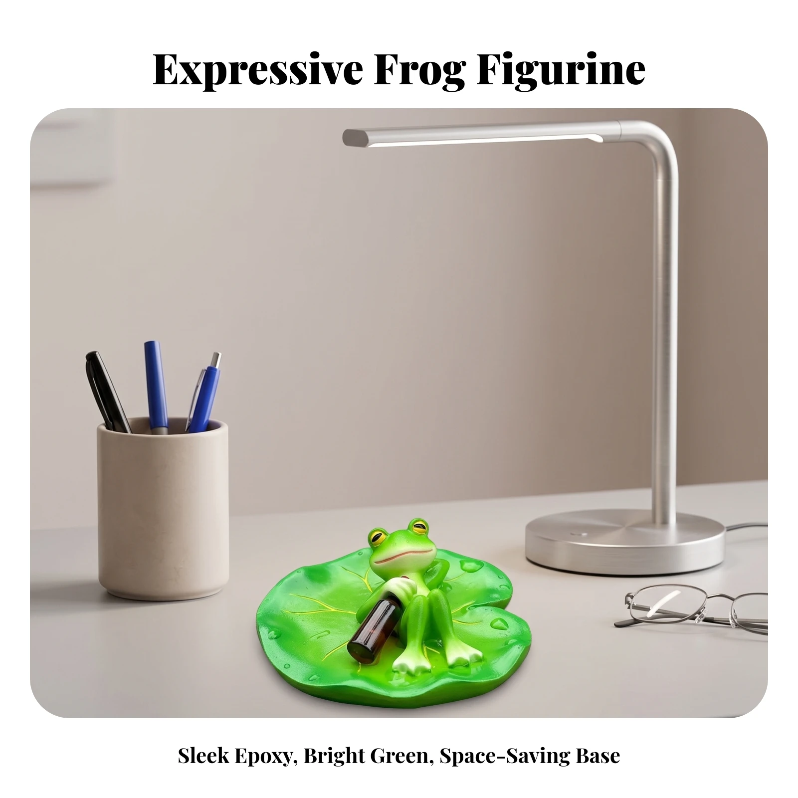 Frog on Lily Pad Figurine Miniature Frog Figurine Ornament Collectible Decor Intricately Detailed for Garden Lovers, Pond