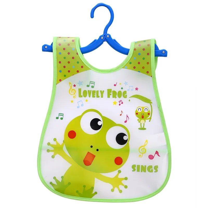 Bavoir réglable en plastique pour bébé, tablier imperméable pour le déjeuner, motif dessin animé