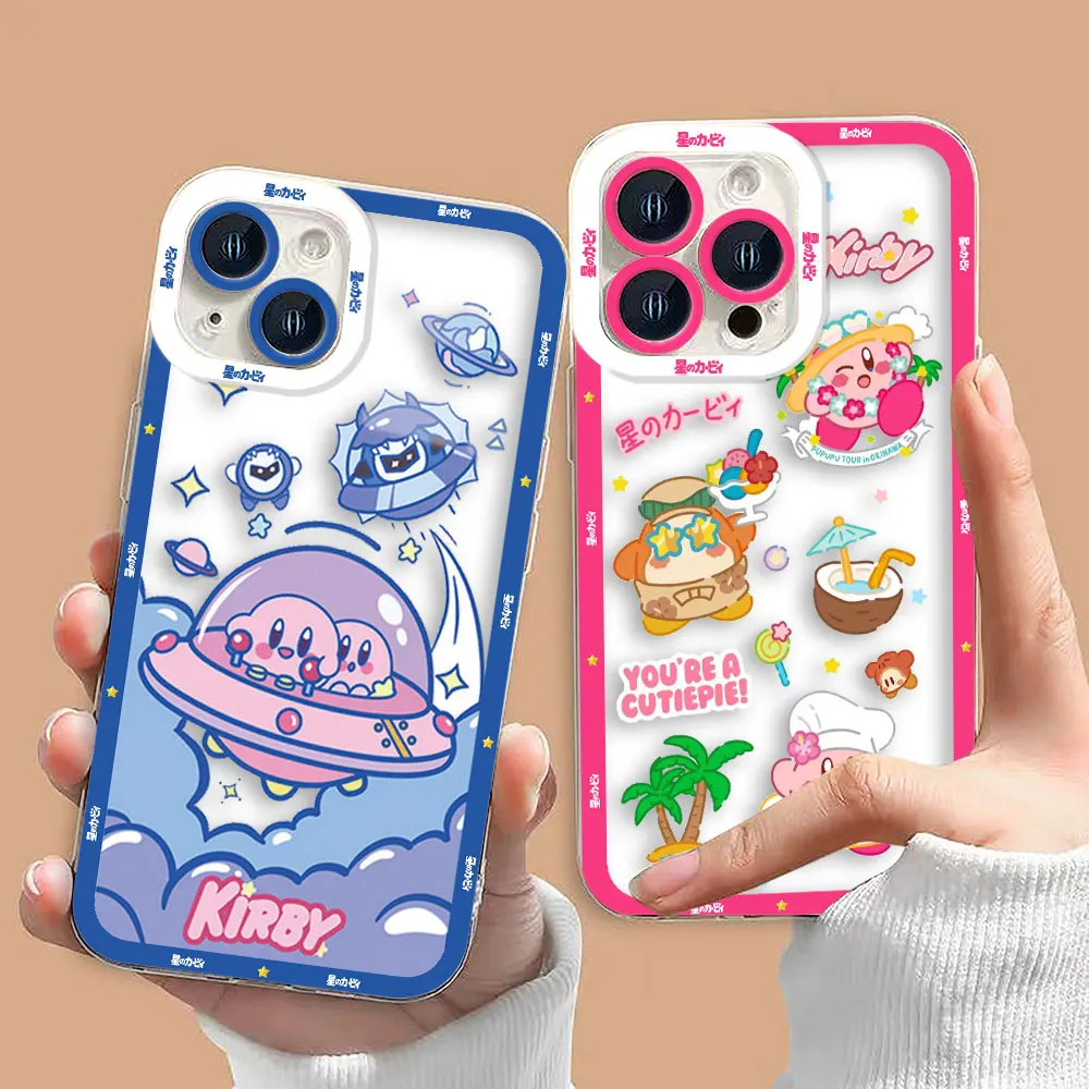 Etui na telefon z motywem kreskówkowym, uroczym Kirby, przezroczyste, do OPPO A98 A94 A92 A79 A78 A74 A60 A58 A57 A55 A54 A53 A17 A16 A15 A9 A5 A3 A5X