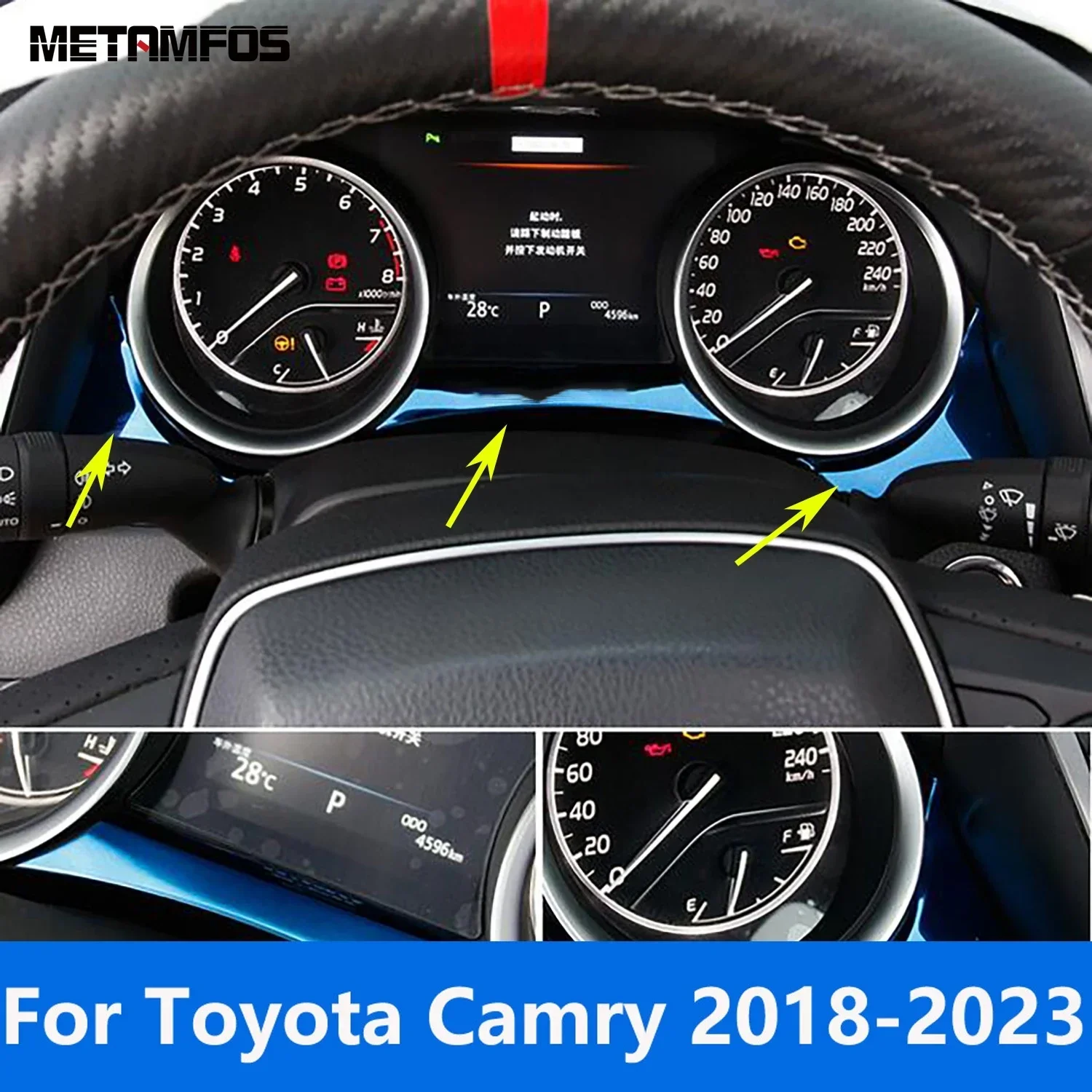 

Автомобильные аксессуары для Toyota Camry 2018-2022 2023 из нержавеющей стали, интерьерная панель приборной панели, полоса, крышка, молдинговая отделка