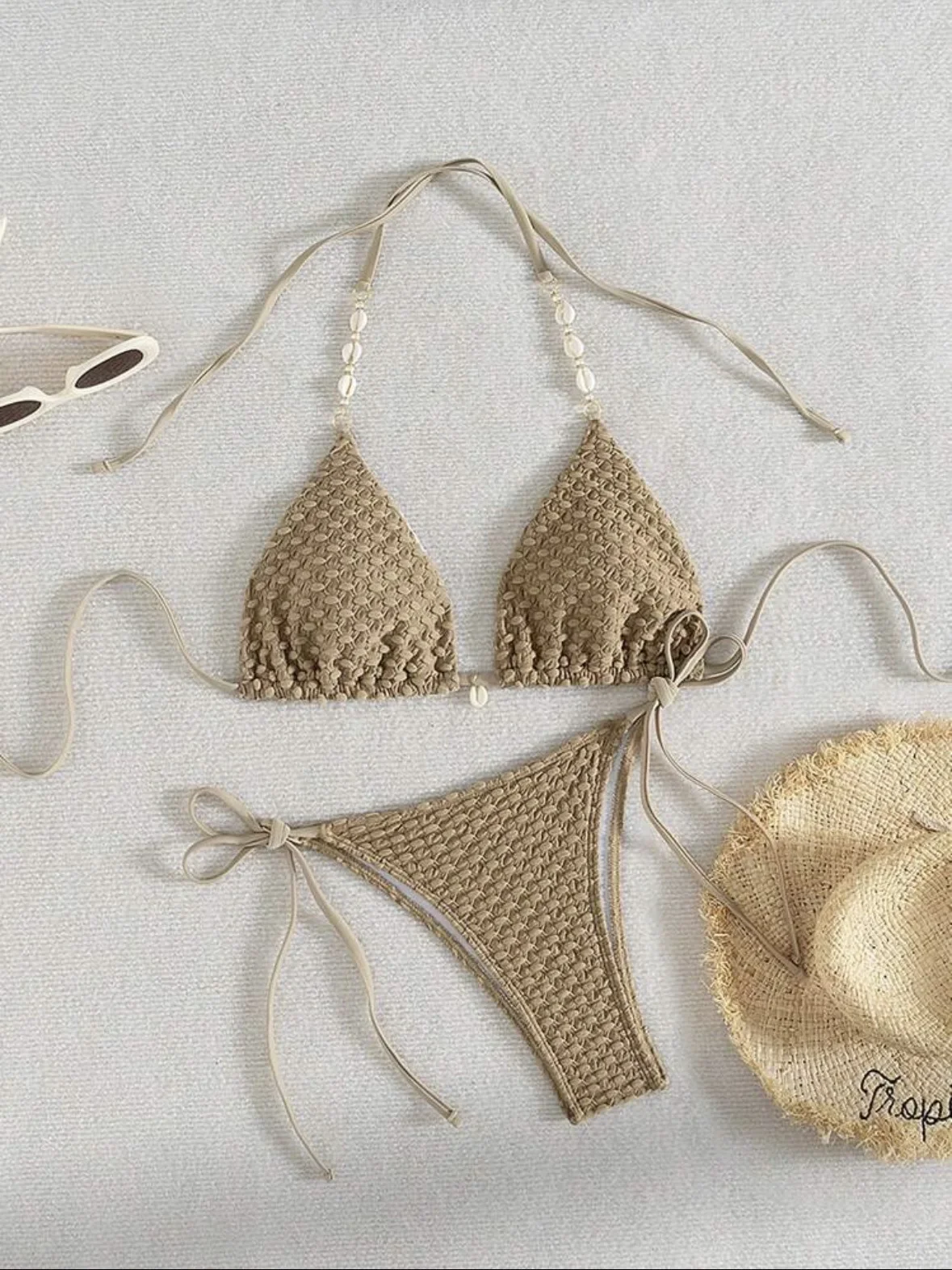 sexy shell chain halter string micro bikinis sets two pieces tie thong swimsuit bathing suit swimwear biquini bakini tankini