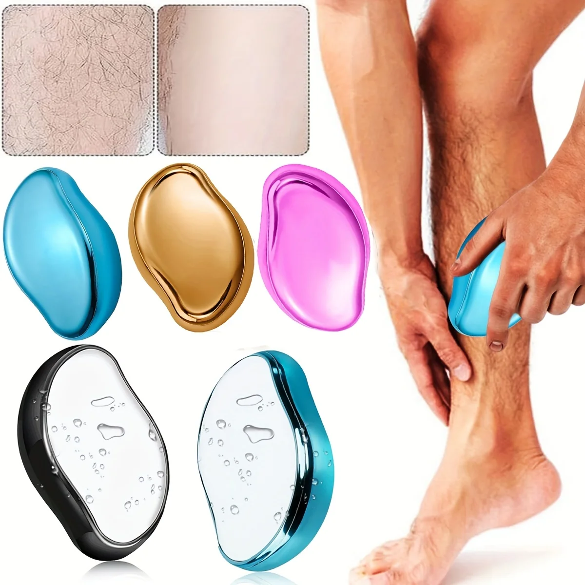 Goma de borrar de cristal para mujeres y hombres, eliminador de vello de cristal reutilizable, portátil, mágica, indolora, exfoliación, herramienta de depilación, lavab