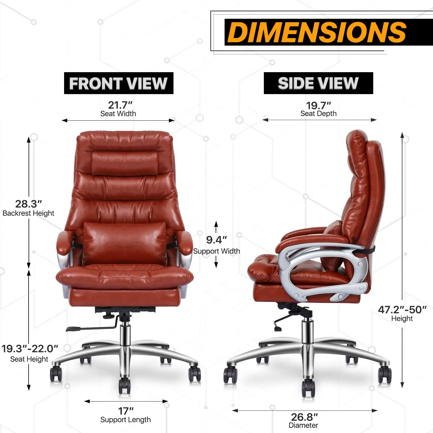 48 Inches Home Office Computer Desk And Brown Ergonomic Executive Office Chair With Mat For Home Office Furniture Set