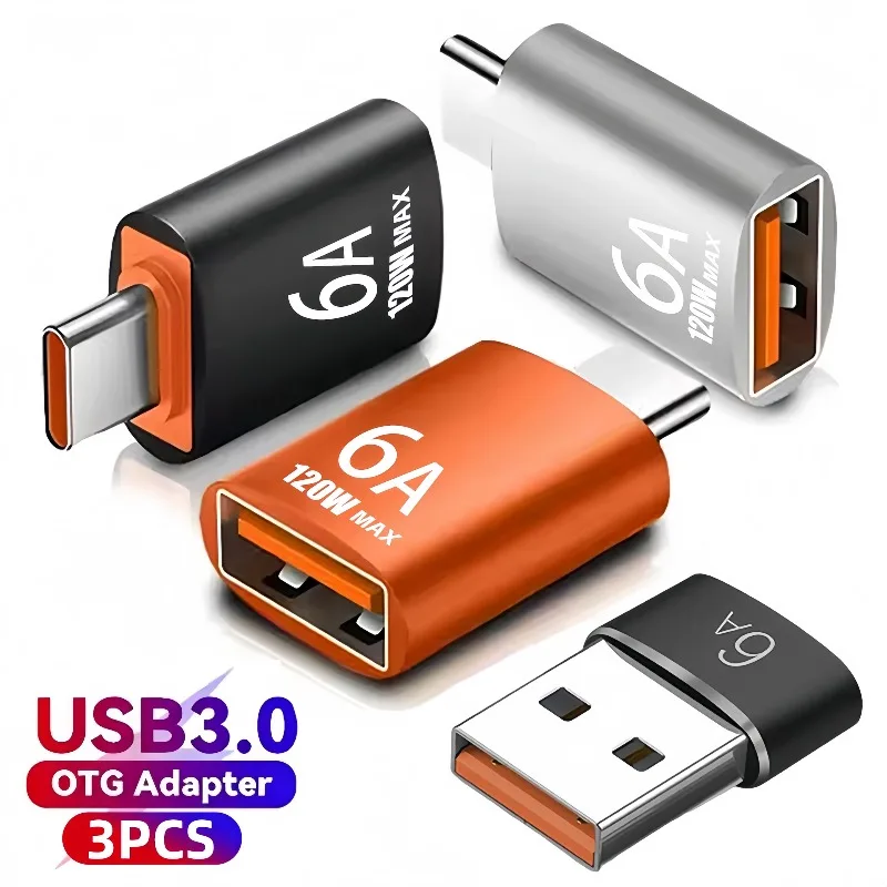 

6A OTG USB 3.0 к адаптеру Type C типа C «папа» к USB «мама» Преобразователи передачи данных для быстрой зарядки для Samsung Macbook Xiaomi Oppo