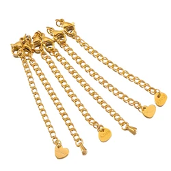 5pcs Stainless Steel Extension Golden Tail Chain Lobster Clasp Connector Extended Chain for Bracelet Necklace DIY Jewelry Making