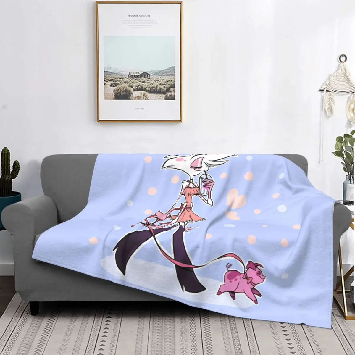 Hazbins Hotels Angel Dusts Blanket Fleece Autumn/Winter Portable Super Soft Throw Blankets for Home Travel Bedspreads