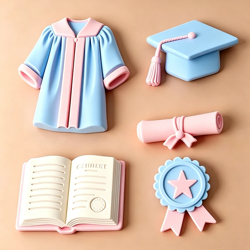 Graduation Mortarboard Academic Dress Diploma Silicone Sugarcraft Mold Chocolate Cupcake Baking Fondant Cake Decorating Tools