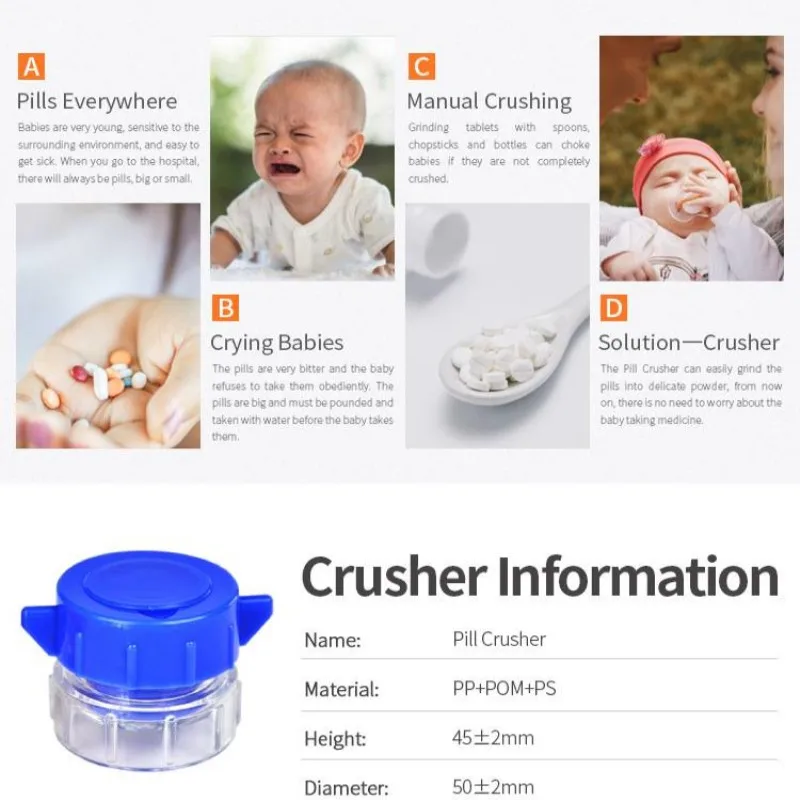 Pill Crusher Pro Kids Adult Pill Pulverizer Tablet Grinder Medicine Splitter Powder Crusher With Storage Box For Home Outdoor