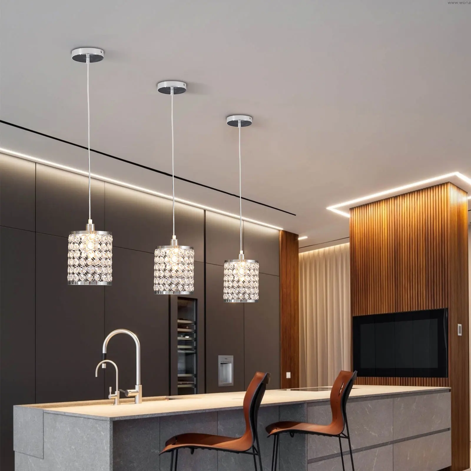 Imagem -06 - Modern Led Crystal Chandelier Pendant Light Home Decor Luminária para Cozinha Ilha Sala de Estar Pcs