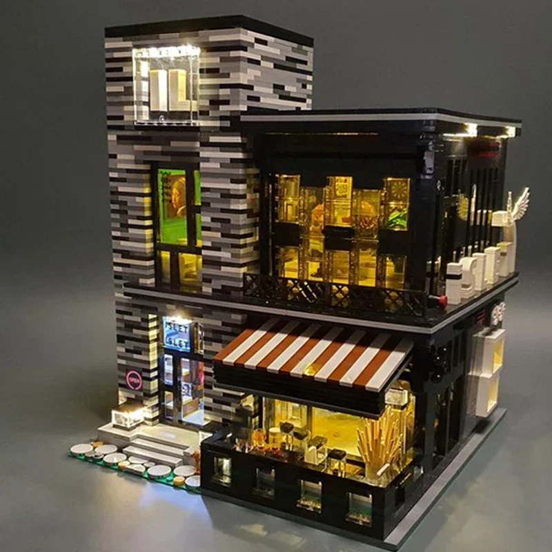 City Street View Model Moc Building Bricks Pub And Restaurant Technology Modular Blocks Gifts Christmas Toys DIY Sets Assembly