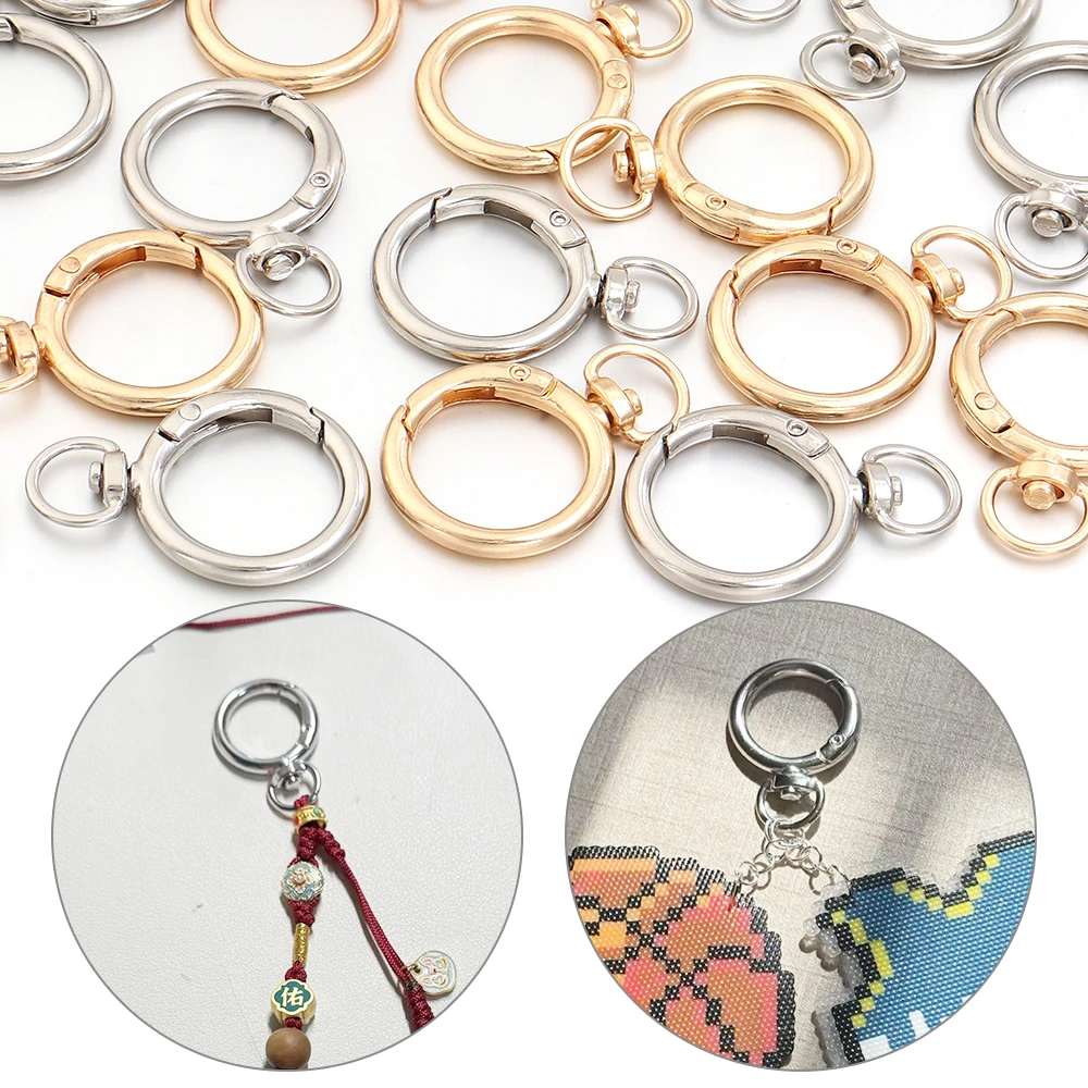 10 Stück Legierungs-Drehverschlüsse, runde Federverschlüsse, zum Öffnen geeignet, Schlüsselring, Schlüsselanhänger, Clip, Haken, Verbindungselement, Hunde-Kettenschnallen für die Herstellung von Schmuck im DIY-Stil. – Detail 2