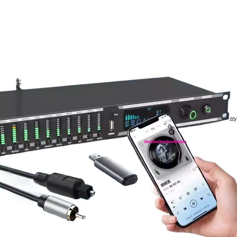 

Professional pre-effects microphone anti-howling home ktv stage reverb audio processor USB Bluetooth