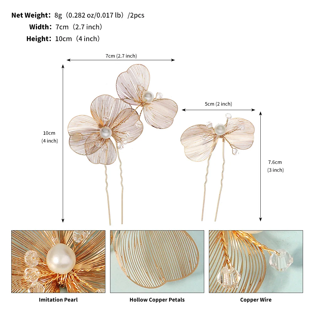 2 Teil/satz Mode Kristall Blume Braut Haarnadeln Trendy Handgemachte Perle Haar Clips Für Frauen Urlaub und Party Schmuck Zubehör – Detail 9