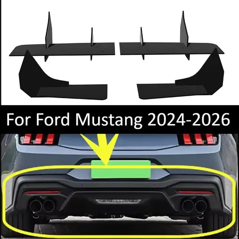 Rear Lip Blade Spoiler Canards For Ford Mustang 2024-2026 Rear Bumper Diffuser Splitter Exterior Tuning Body Kit Accessories Set