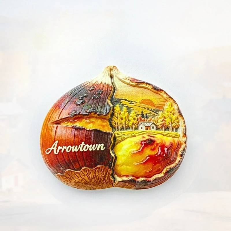 Arrowtown Chestnut Fridge Magnet - Cozy 3D Fall Treat Souvenir Unique NZ Gift for Travel & Farmhouse Kitchen Decor