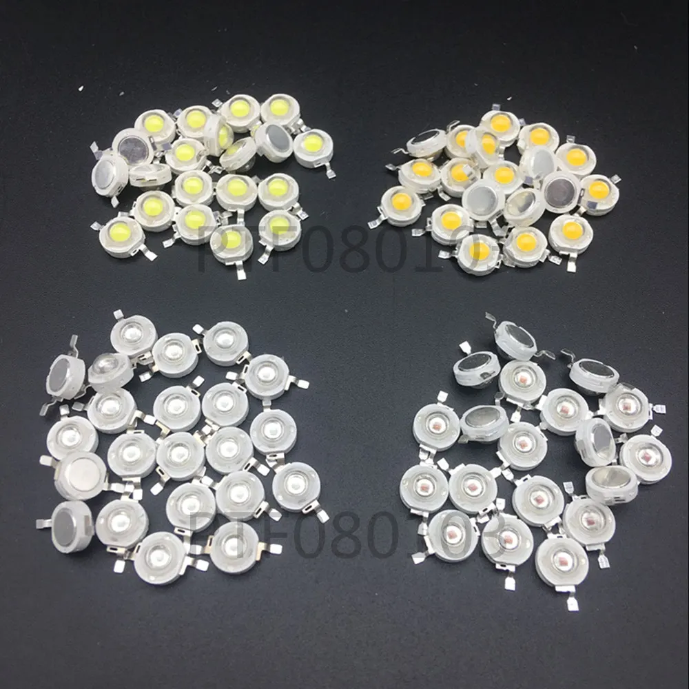 

100PCS/LOT 1W 3W High power 1W 3W LED CHIP beads lamp Pure blue red green yellow RGB 35mli 45mli warm white Taiwan Genesis Chip