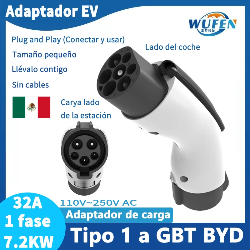 WUFEN BYD Car Exclusive Adapter 32A Type1 to GBT Adapter Electric Car Charger J1772 to GBT Anti-theft adapter For GBT EV Adapter