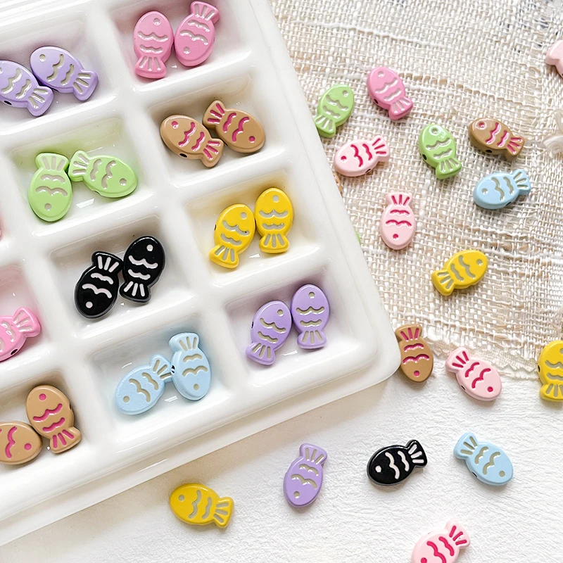 Picture 4: 10pcs Lovely Colorful Fish Snapper Fish Biscuit Alloy Beaded Diy Handmade Loose Bead Jewelry Beads Materials