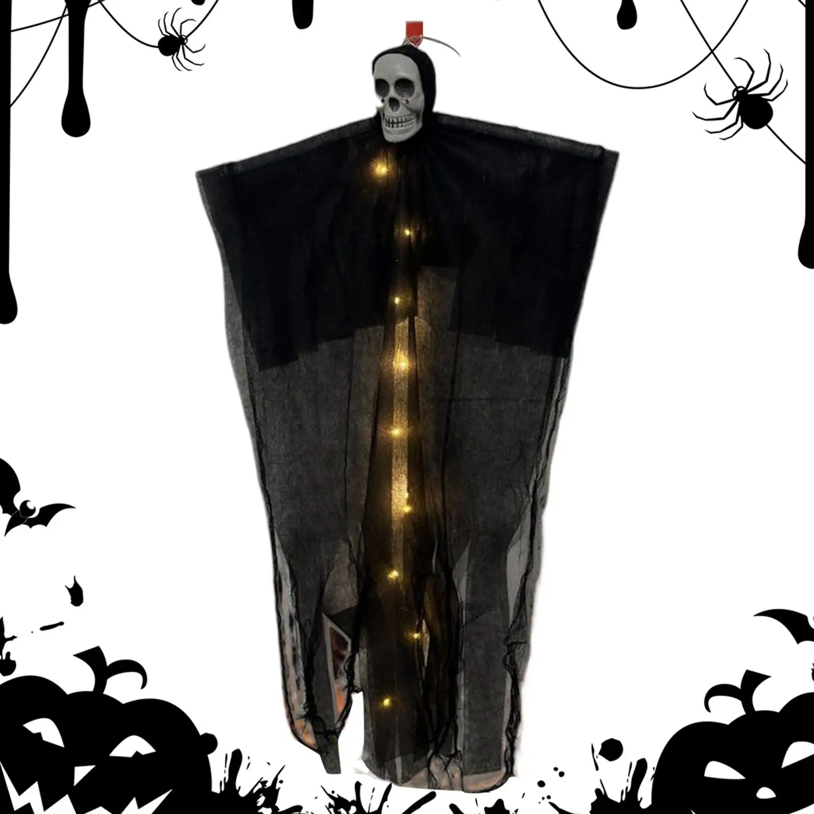 

Halloween Lighted Skull Decor Glowing Hanging Skeleton Ghost Spooky Outdoor Decor for Porch Tree Haunted House Party Props