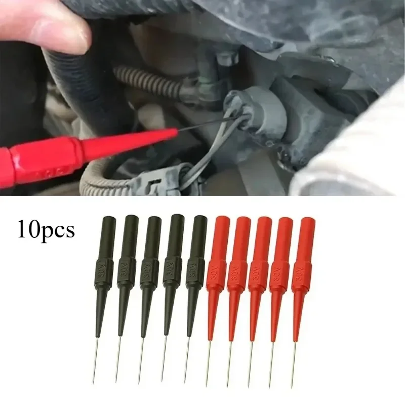Ferramentas de diagnóstico de instrumentação 30v, multímetro, extensão de chumbo de teste, piercing traseiro, ponta de agulha, kit automotivo 0.7mm com 10 peças