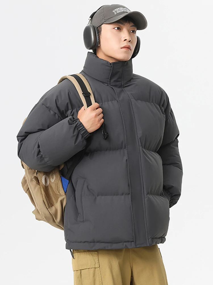 

Men's Jacket Thick Warm Parkas Solid Color Unisex Winter Jacket Korean Fashion Women Coat Cotton Padded Outwear Clothing