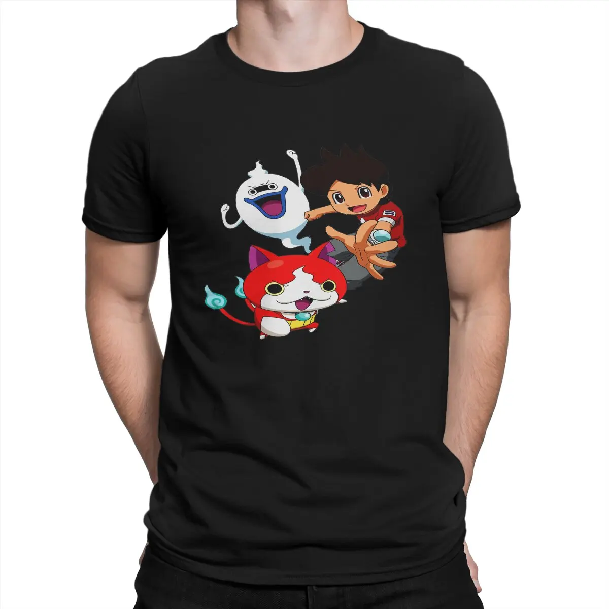 yokai Men's T Shirt Yokai Watch Fun Tee Shirt Short Sleeve Round Collar T-Shirts Pure Cotton Printed Clothing