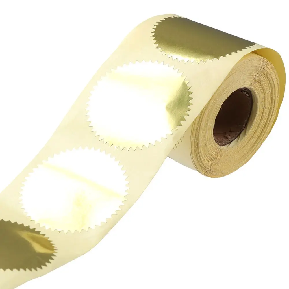 ملصقات ذهبية معدنية مستديرة ، ملصقات ورقية ذاتية اللصق ، عالية الجودة ، 250 قطعة لكل لفة ، 2 بوصة