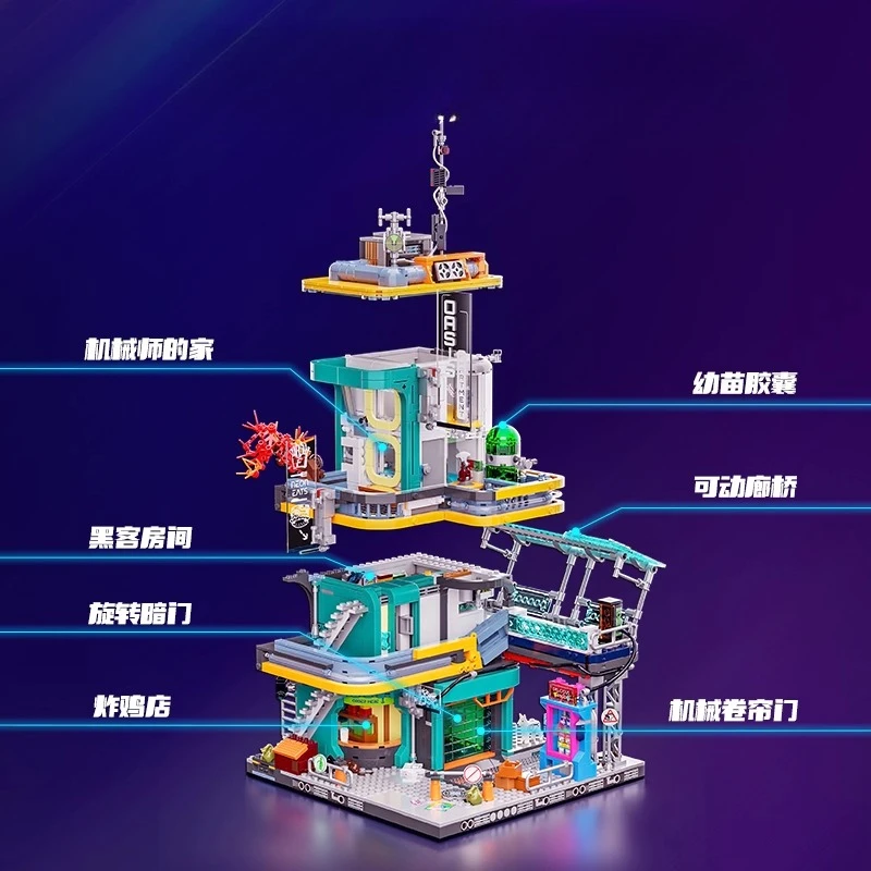 ตัวต่อ Lumibricks รุ่น Neon Oasis ไฟประดับอาคารสไตล์ไซเบอร์พังก์ ฉากถนน ของเล่นประกอบเอง ของตกแต่งสถาปัตยกรรม ของขวัญ