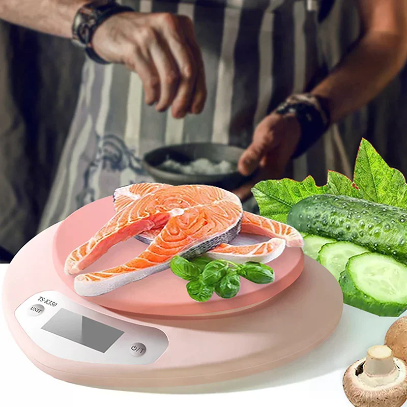 Kitchen Baking Scale Pink Heart-shaped High-Precision Digital Scale 5kg/1g LCD Electronic Balance Measure Tool Kitchen Scale