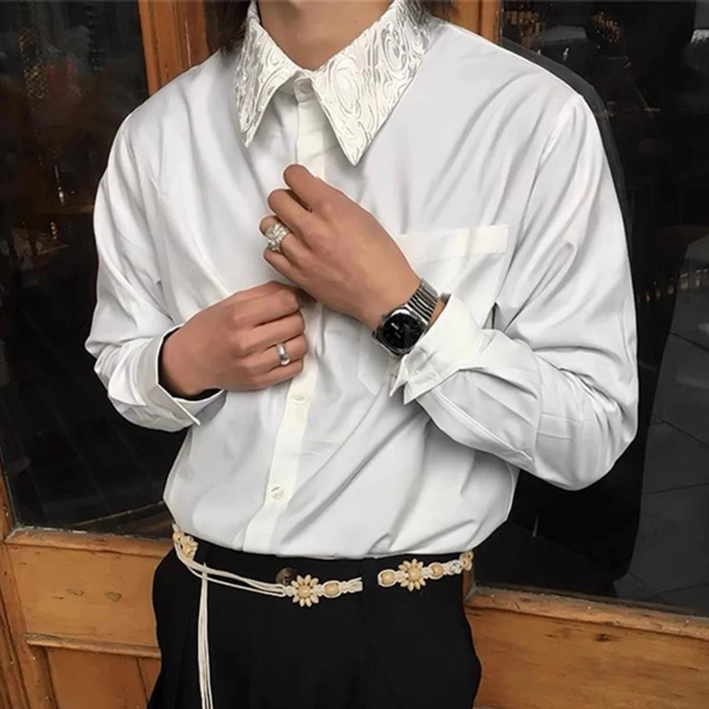 

2025 Winter New Men's Embroidered Long-Sleeved Shirt American Retro Fashion Trendy High Street Loose Casual Niche Men's Top