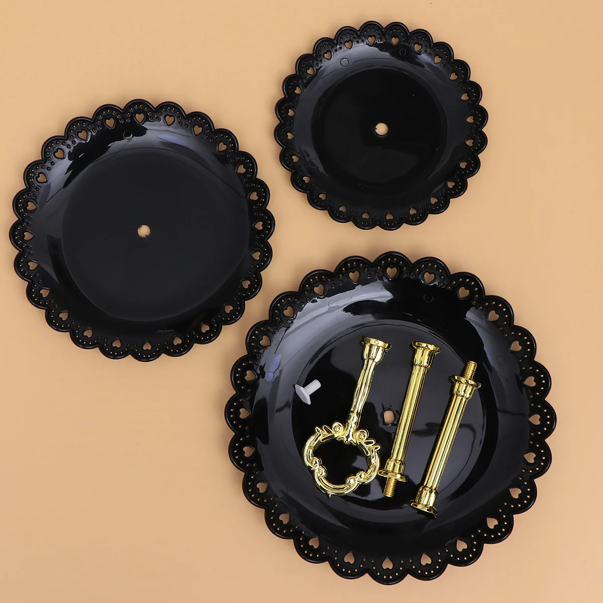 

Three-Layer Cake Stand Detachable Fruit Dessert Display Stackable Serving Platter Party Kitchen Storage Rack Black