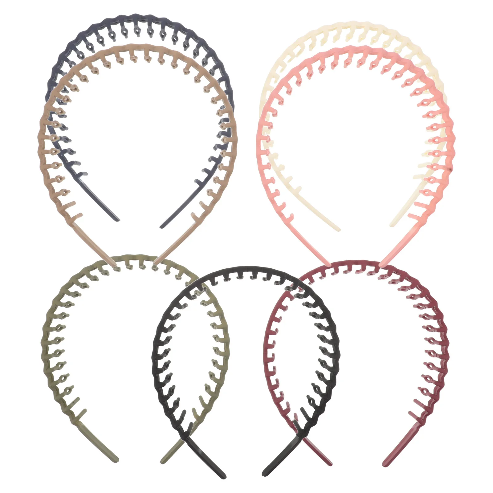 

7Pcs Face Washing Headband Nonslip Plastic with Teeth Wavy Design for Skincare Routine Women Men Daily Use