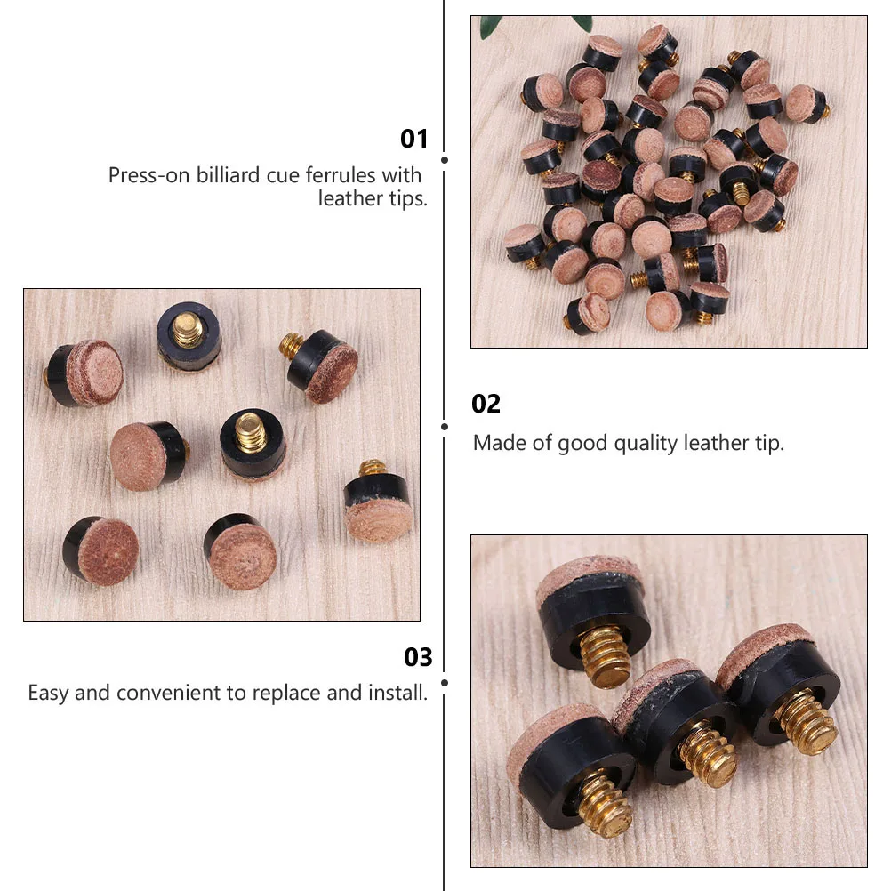

30 Pcs Billiards Accessories Club Screw Head Pool Cue Tip Repair Replacement
